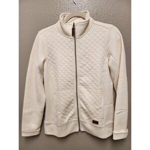 LL Bean Women's full zip cream jacket Sz XS 76% cotton
